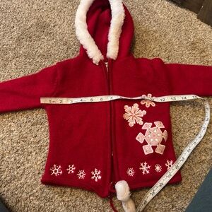Red Snowflake Hoodie wool sweater